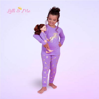 Girls and Dolls Matching 4 Piece Pyjama Sets